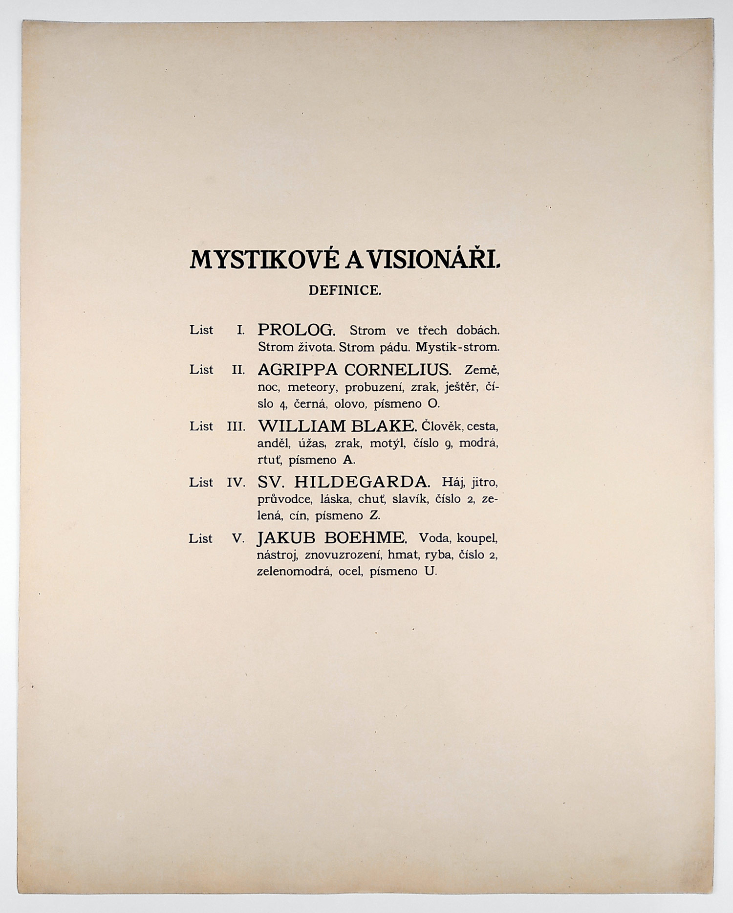 Josef Váchal, Mystikové a visionáři, cyklus, grafika, prodej