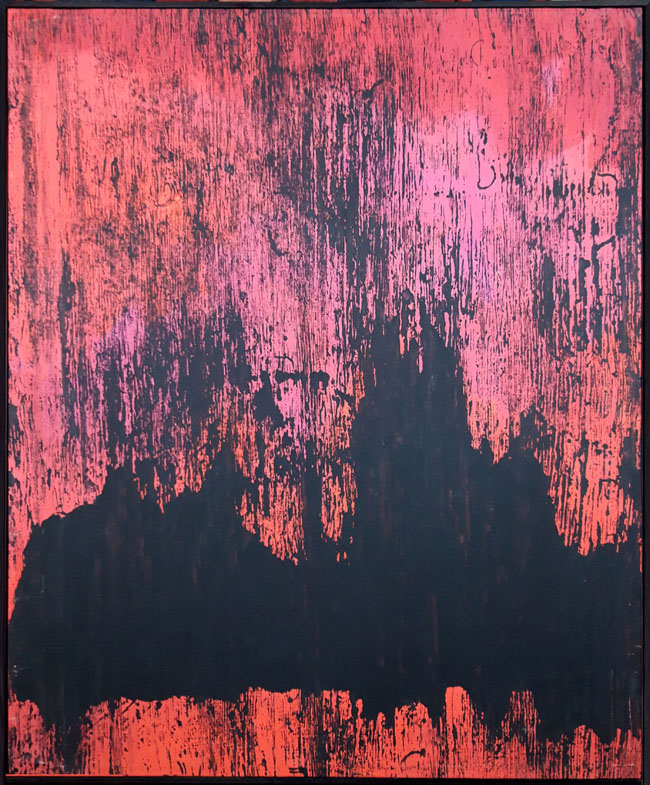 Hábl Patrik – Čínské hory v dešti I, akryl na plátně, 2014