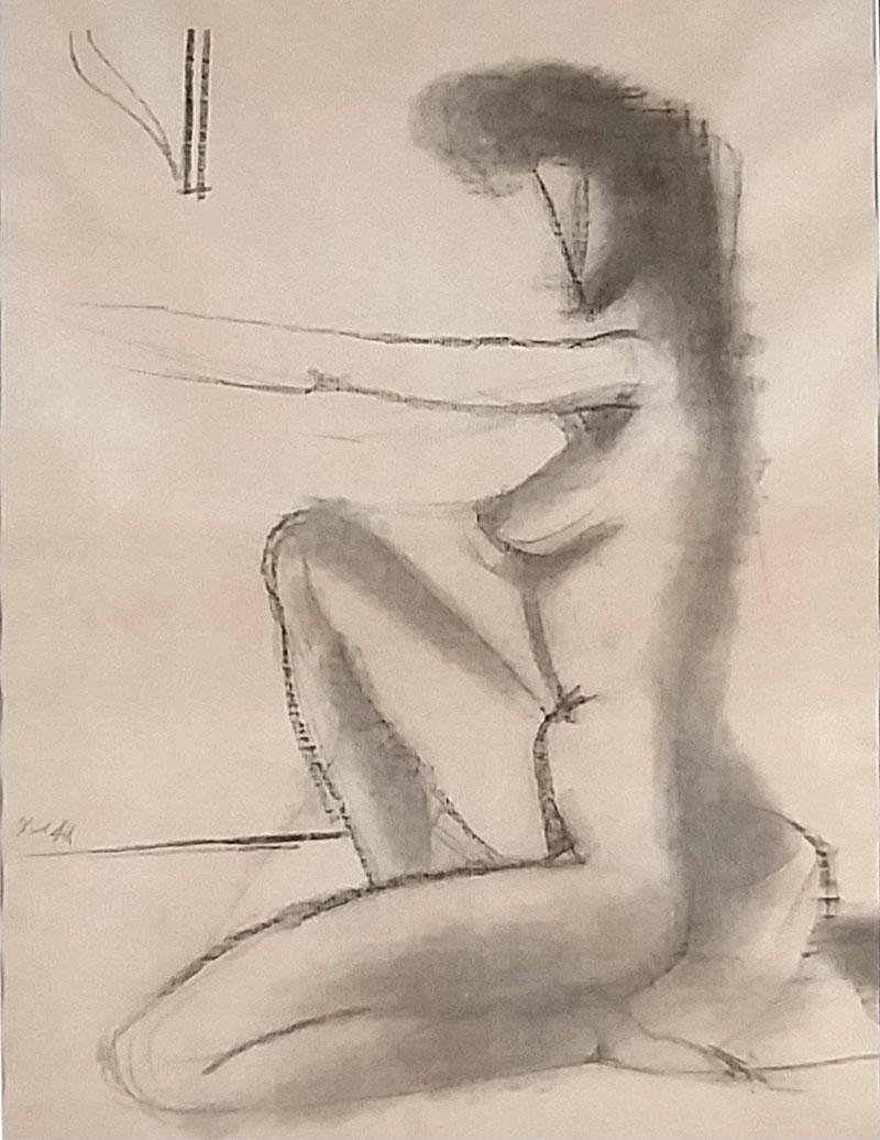 Tichý František – Sedící ženský akt, klasický ofsetový tisk, 1944