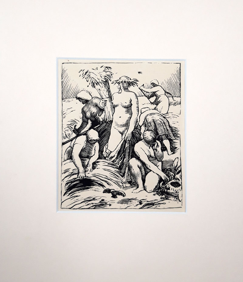 Švabinský Max – Žně, původní dřevoryt, 1917