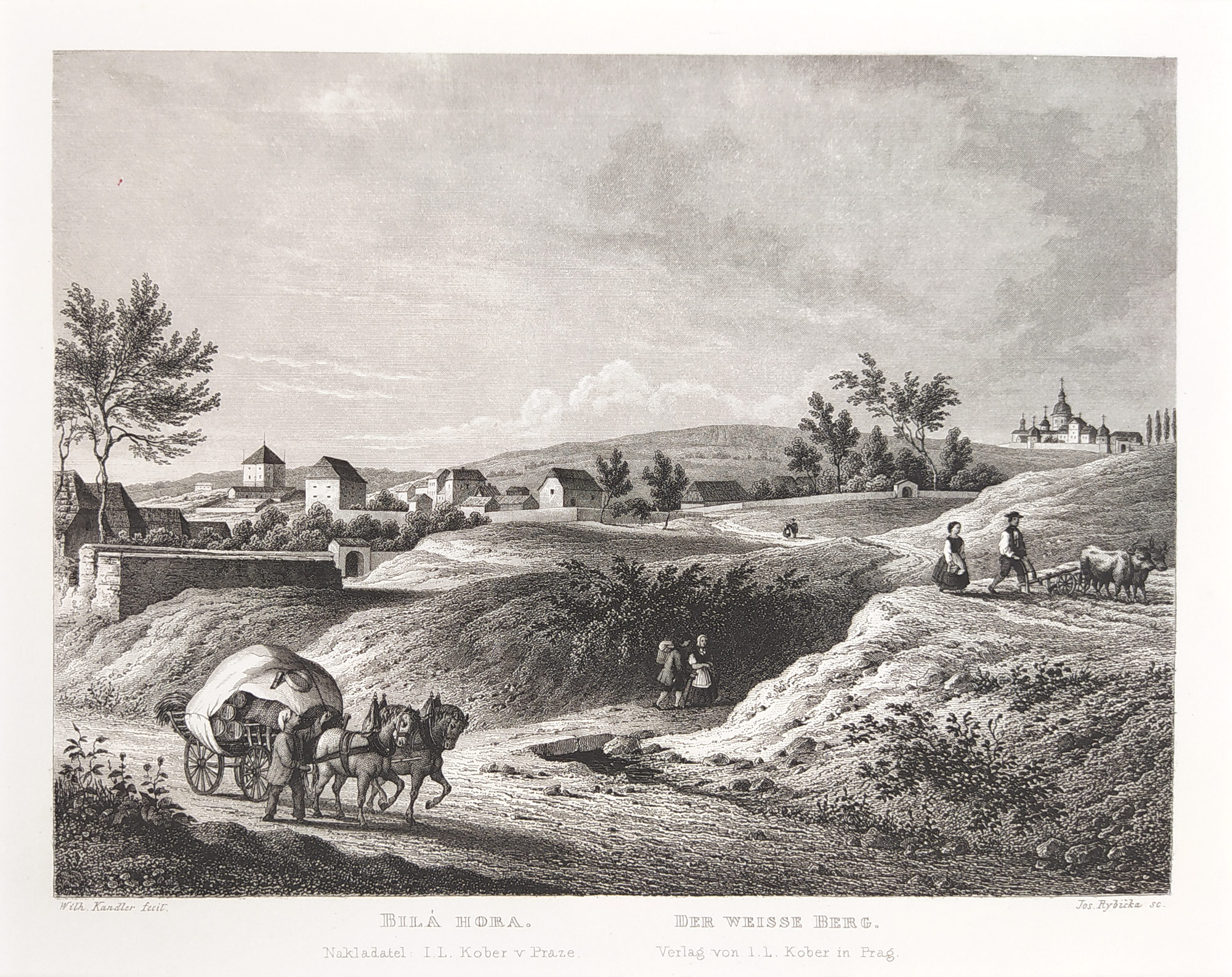 Praha – Bílá Hora, J. Rybička, oceloryt, 1865