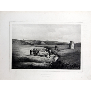 Krkonoše, Bürger, Robert – Semmler, C. G.; Prameny Labe v Krkonoších, původní litografie, 1845