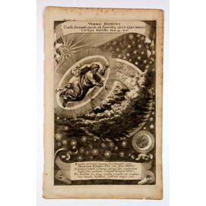 Zahn, Johann; Stvoření světa (1.kapitola Genesis), původní mědiryt, 1696