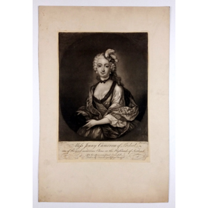 Johnson; Portrét – Jenny Cameron of Lochiel, původní mezzotinta, ca 1740