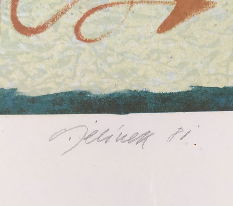 Jelínek Oldřich – Von Gottes Gnaden, barevná litografie, číslováno 30/32, 1981