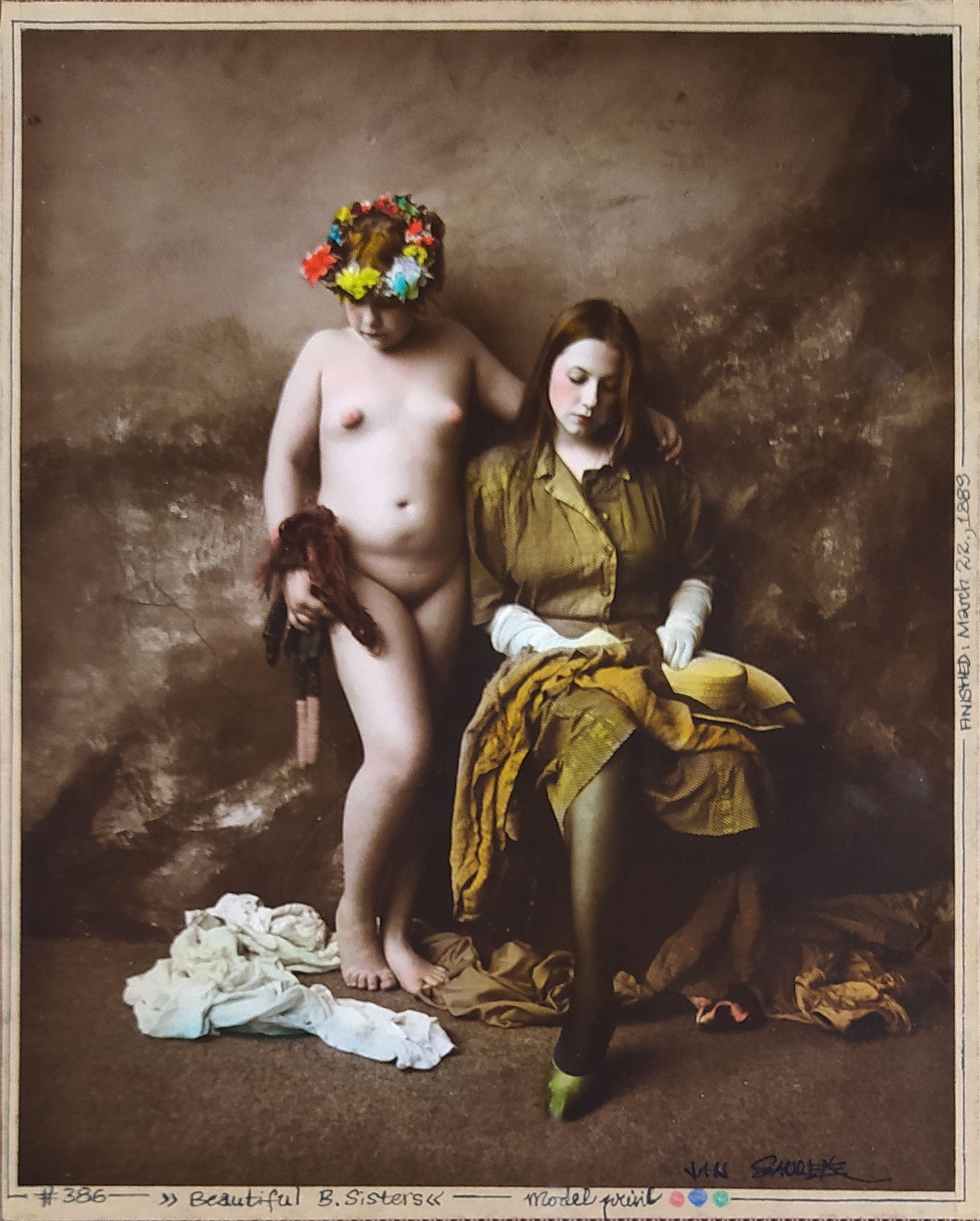 Saudek Jan – Beautiful B. Sisters, #386, kolorovaná autorská fotografie, 1989