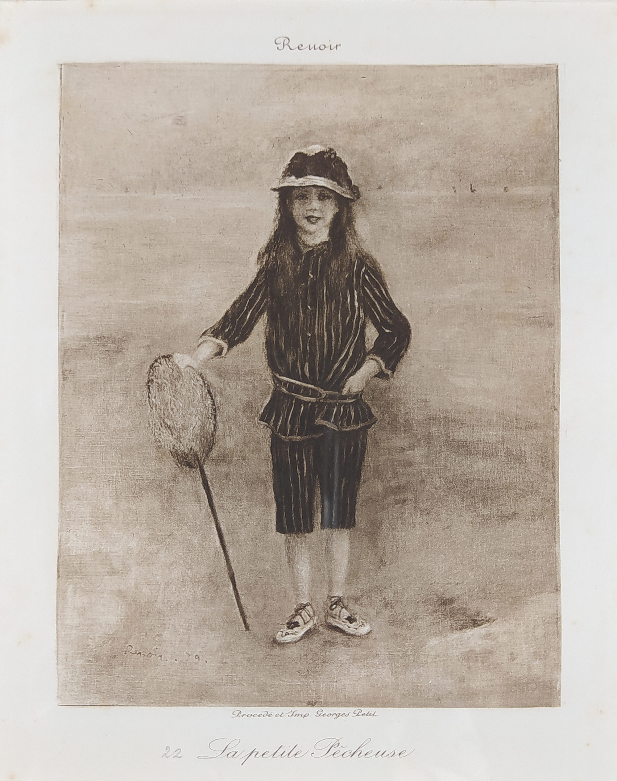 Renoir Pierre-Auguste – La Petite pêcheuse, Marthe Bérard 1879, heliogravura Galerie Georges Petit. Paříž, 19. stol.