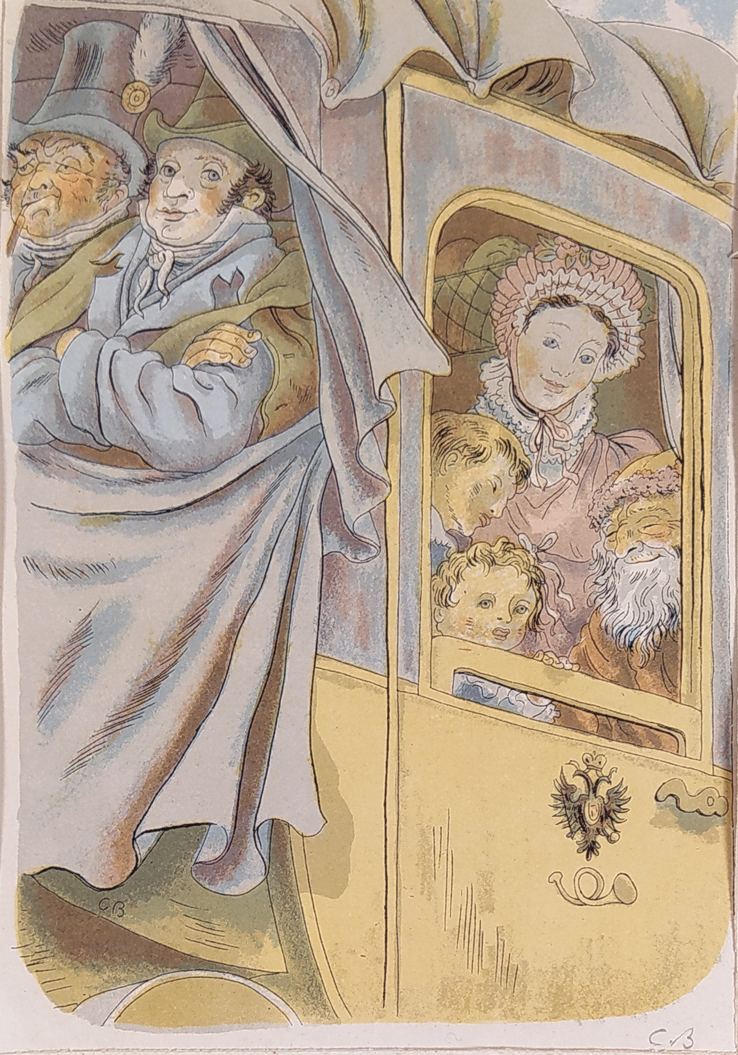 Bouda Cyril – Dostavník, barevná kamenorytina, 1954