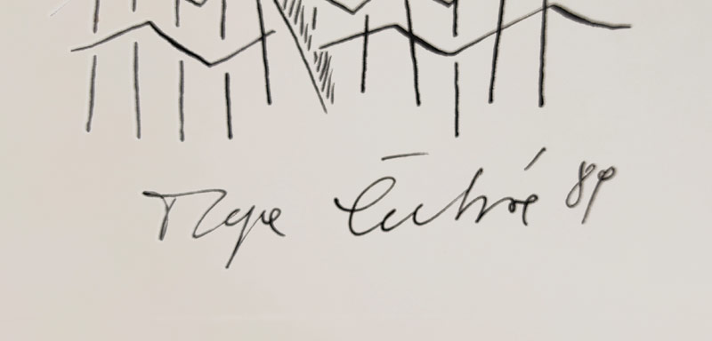 Čechová Olga – Anna Achmatovová: Že zapomenu? Nestrašte mě hloupě!, signovaná kresba tuší, 1989