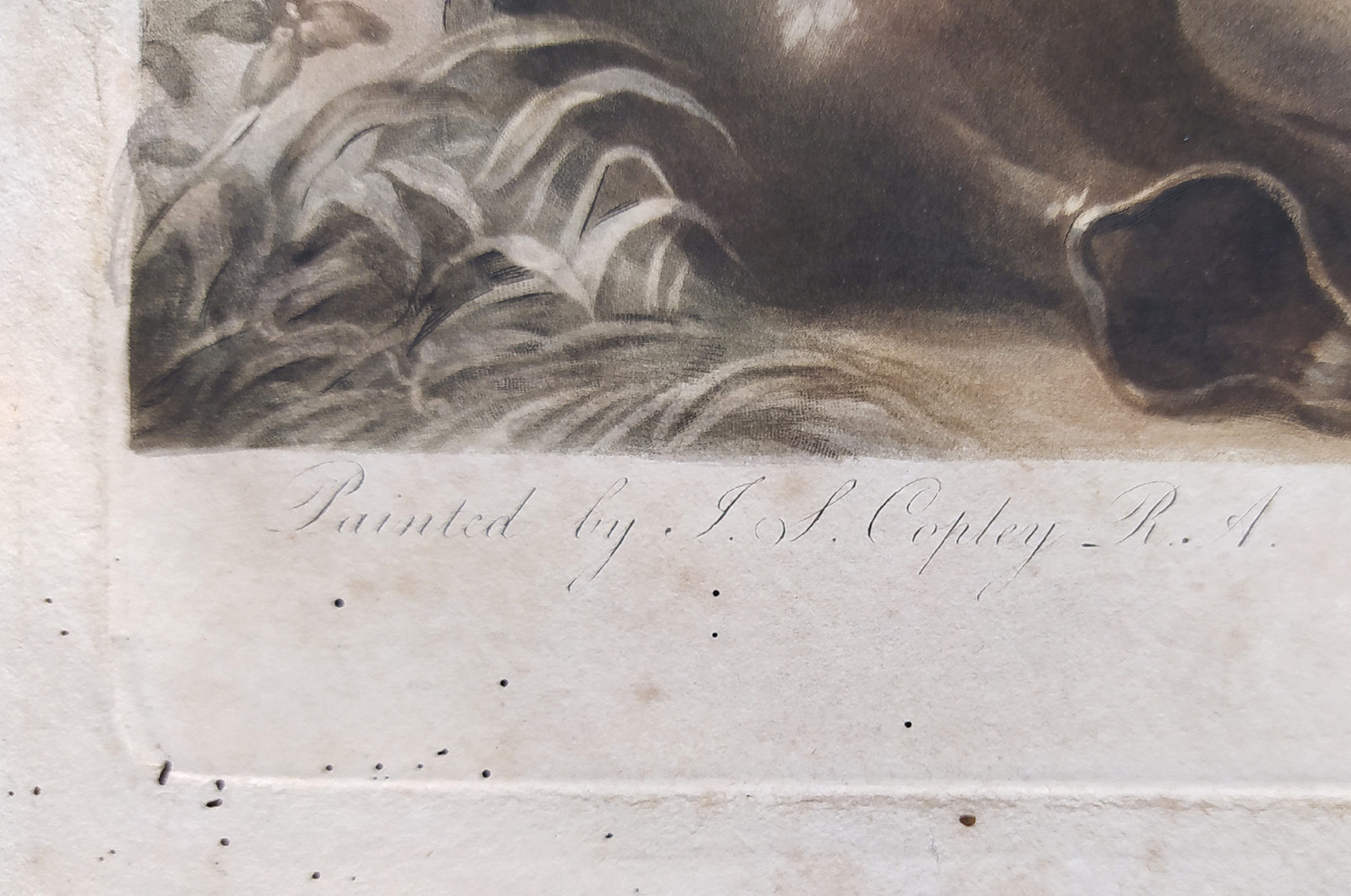 Dunkarton Robert – Hagar a Ismael na poušti, barevná mezzotinta podle předlohy Johna Singletona Copleyho, 1798