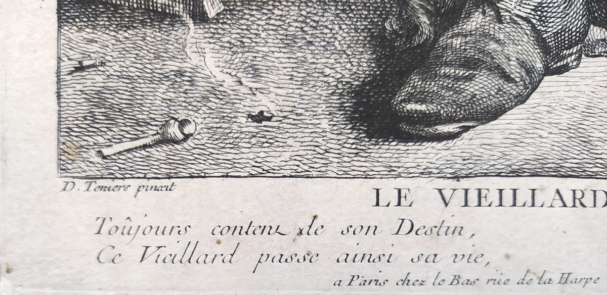 Le Bas Jacques Philippe – Spokojený stařík, mědiryt a lept podle předlohy Davida Tenierse, 1735