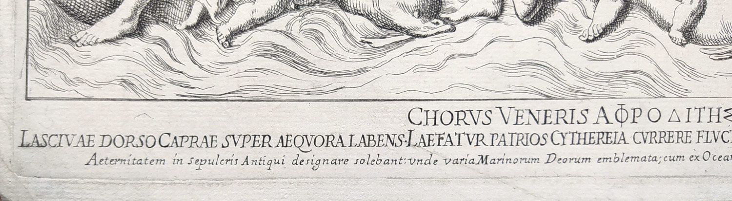 Bartoli Pietro Santi – Venuše a její družina, původní lept, 1693
