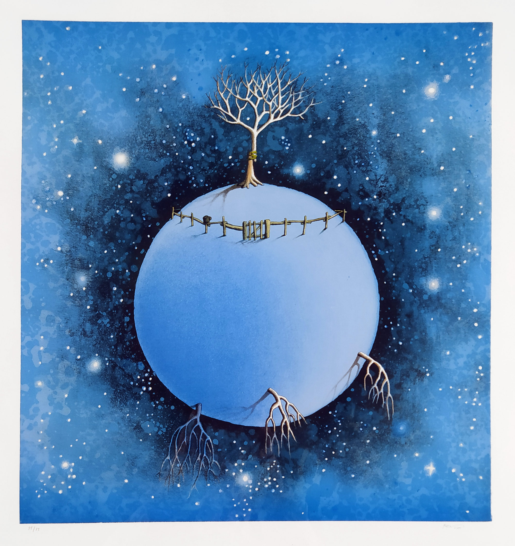 Jelen Oldřich – Luna, signovaná velkoformátová barevná litografie, číslováno 35/73, 2001
