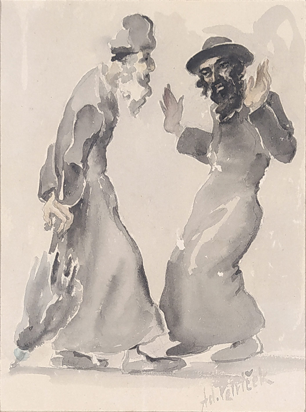 Petříček Adolf – Chasidské příběhy, malba tuší, ca 1920
