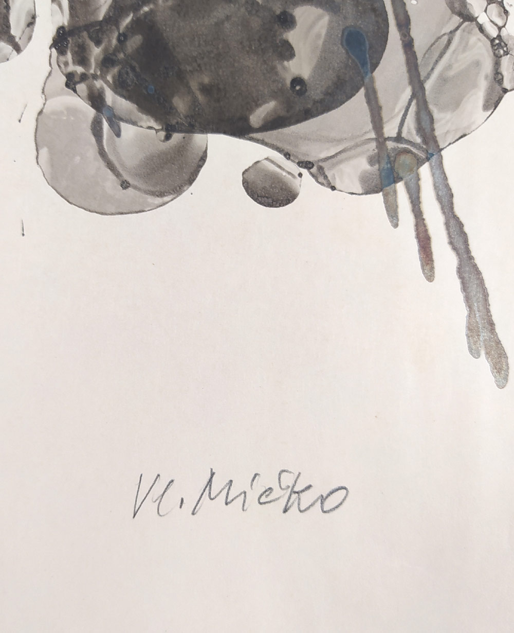 Míčko Vladimír Gabriel – Experimentální kresba, kombinovaná technika, kresba mýdlovými bublinami, dripping, 1969