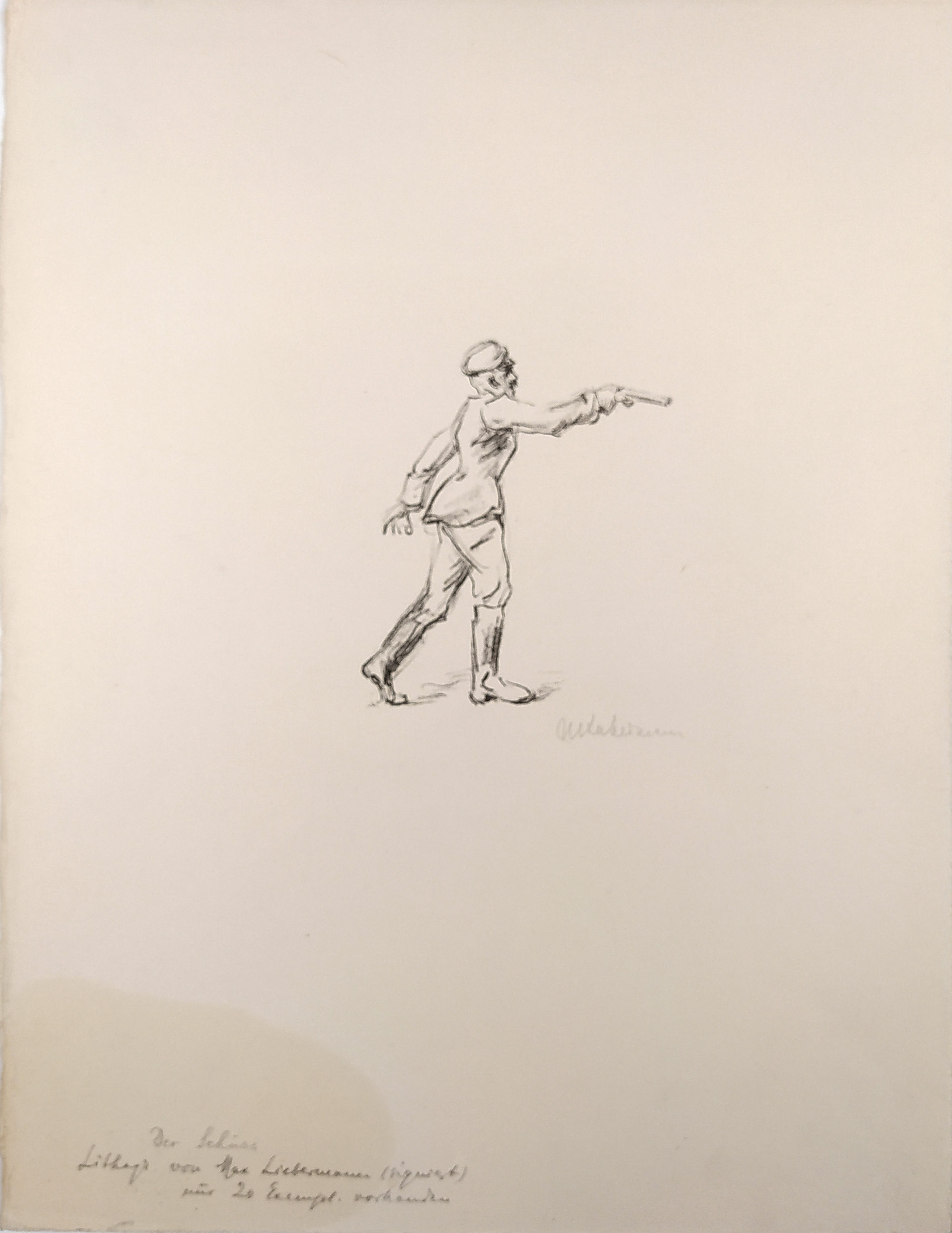 Liebermann Max – Výstřel, signovaná původní litografie, nedatováno