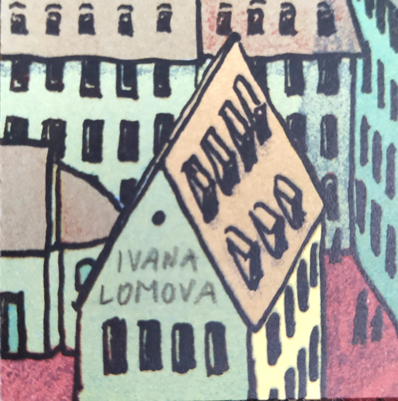 Lomová Ivana – Město, původní barevná litografie, 2005