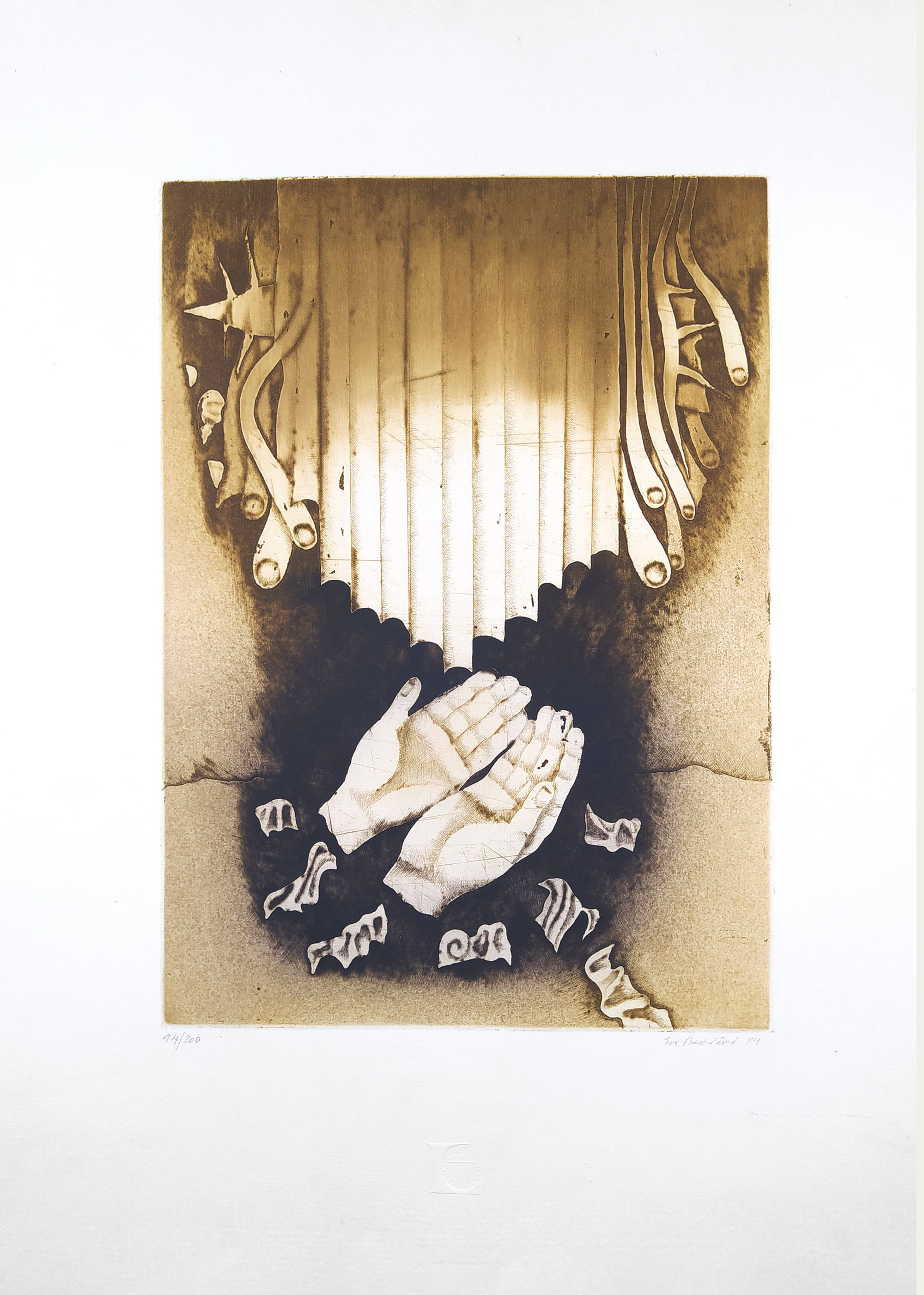 Bednářová Eva – Varhanní sonáta, barevný lept, 1984