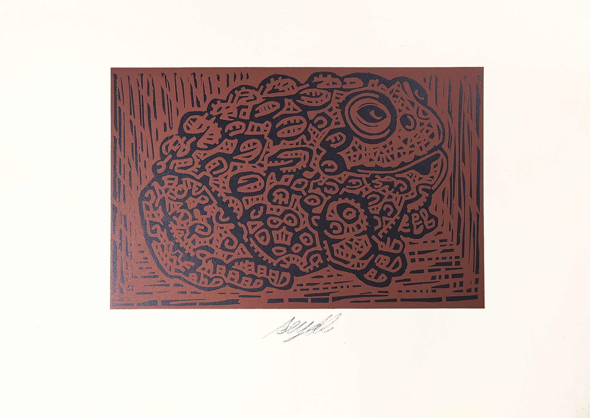 Seydl Zdenek – Žába, původní linoryt s barevným podtiskem, 1956