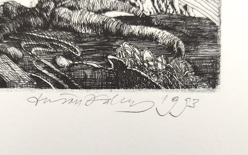 Kállay Dušan – Pokušenie K. Š., původní lept, autorský tisk číslováno XV/XX, 1993