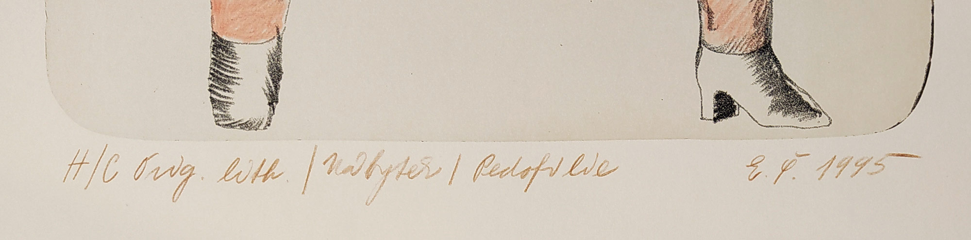 Švankmajerová Eva – Nábytek, Pedofilie, kolorovaná litografie, H. C. autorský tisk, 1995