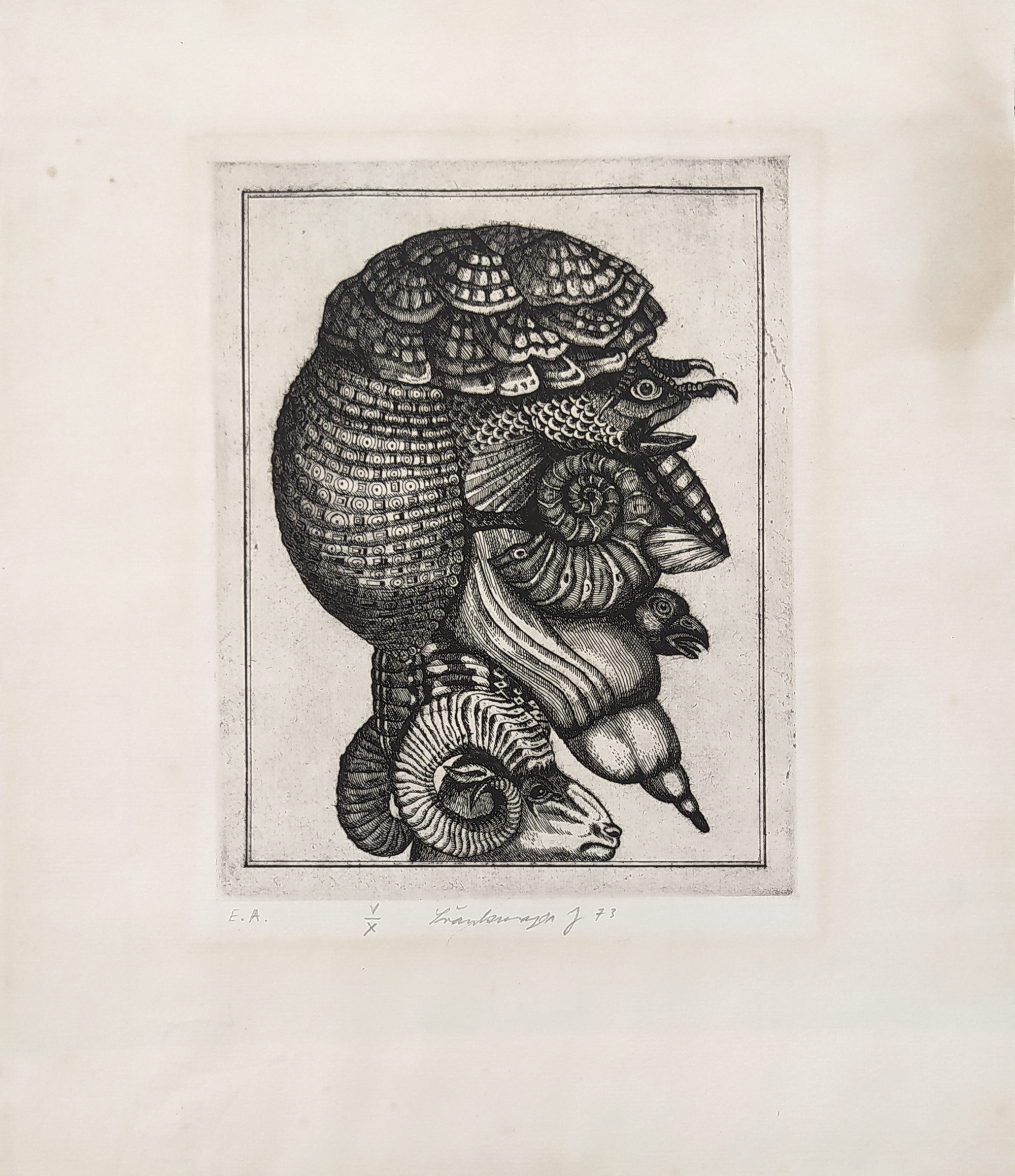 Švankmajer Jan – Bez názvu, lept, E. A./autorský tisk, číslováno V/X, 1973
