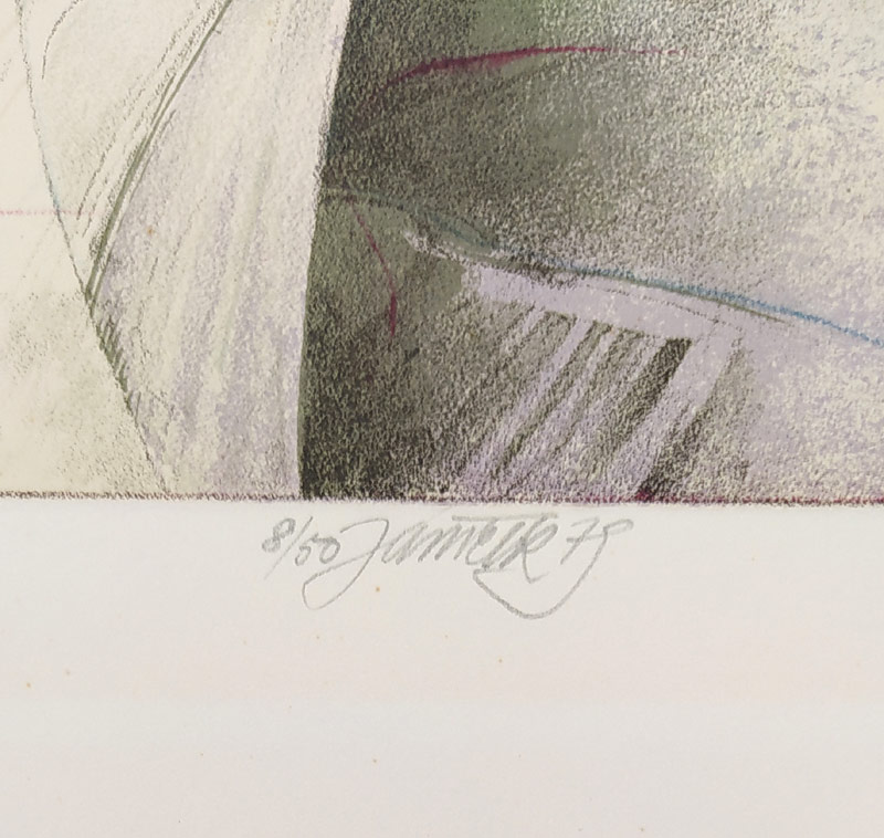 Janíček James – Bez názvu, barevná litografie, číslováno 8/50, 1979