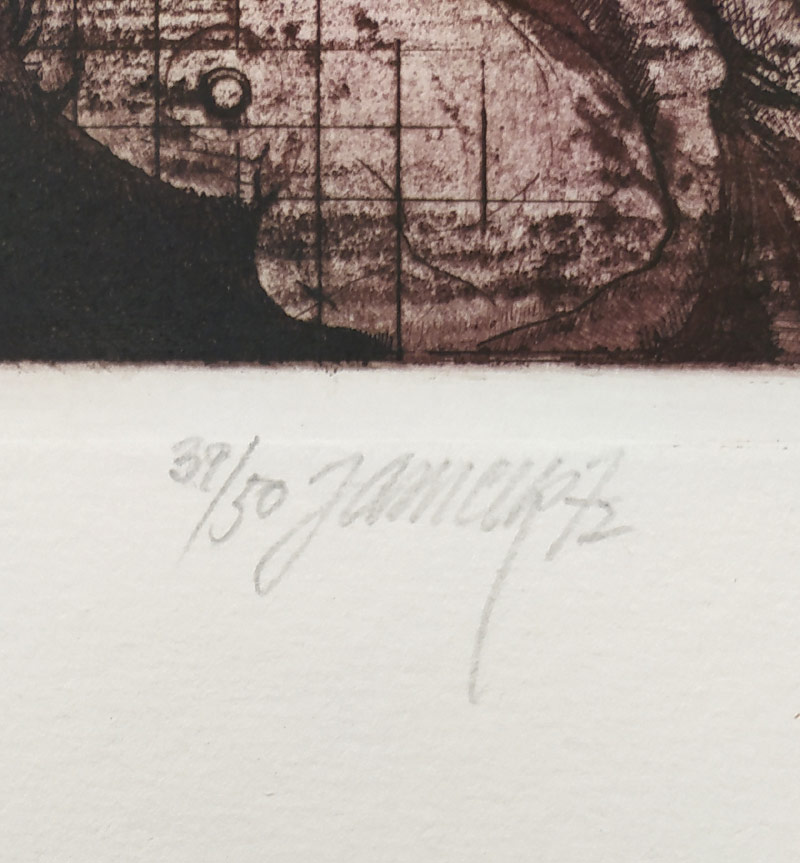 Janíček James – Bez názvu, barevný lept, číslováno 39/50, 1972