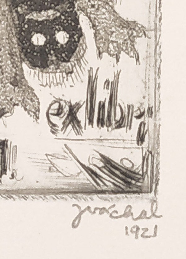 Váchal Josef – Ex libris A. M. (Anna Macková), vzácné, lept s akvatintou, 1921