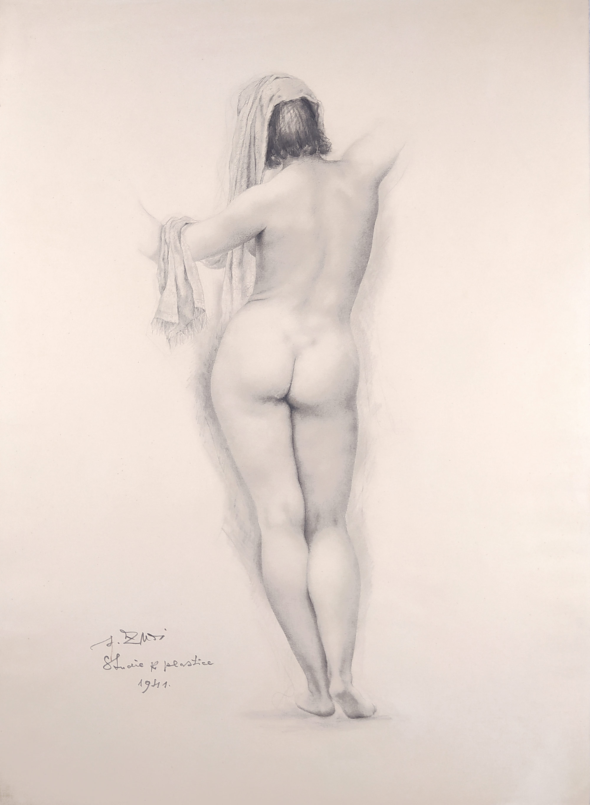 Znoj Jan – Akt / Toaleta, velkoformátová kresba tužkou, 1941