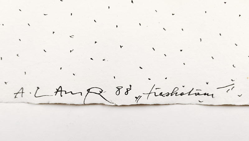 Lamr Aleš – Třeskotání, akvarelem kolorovaná kresba tuší, 1988