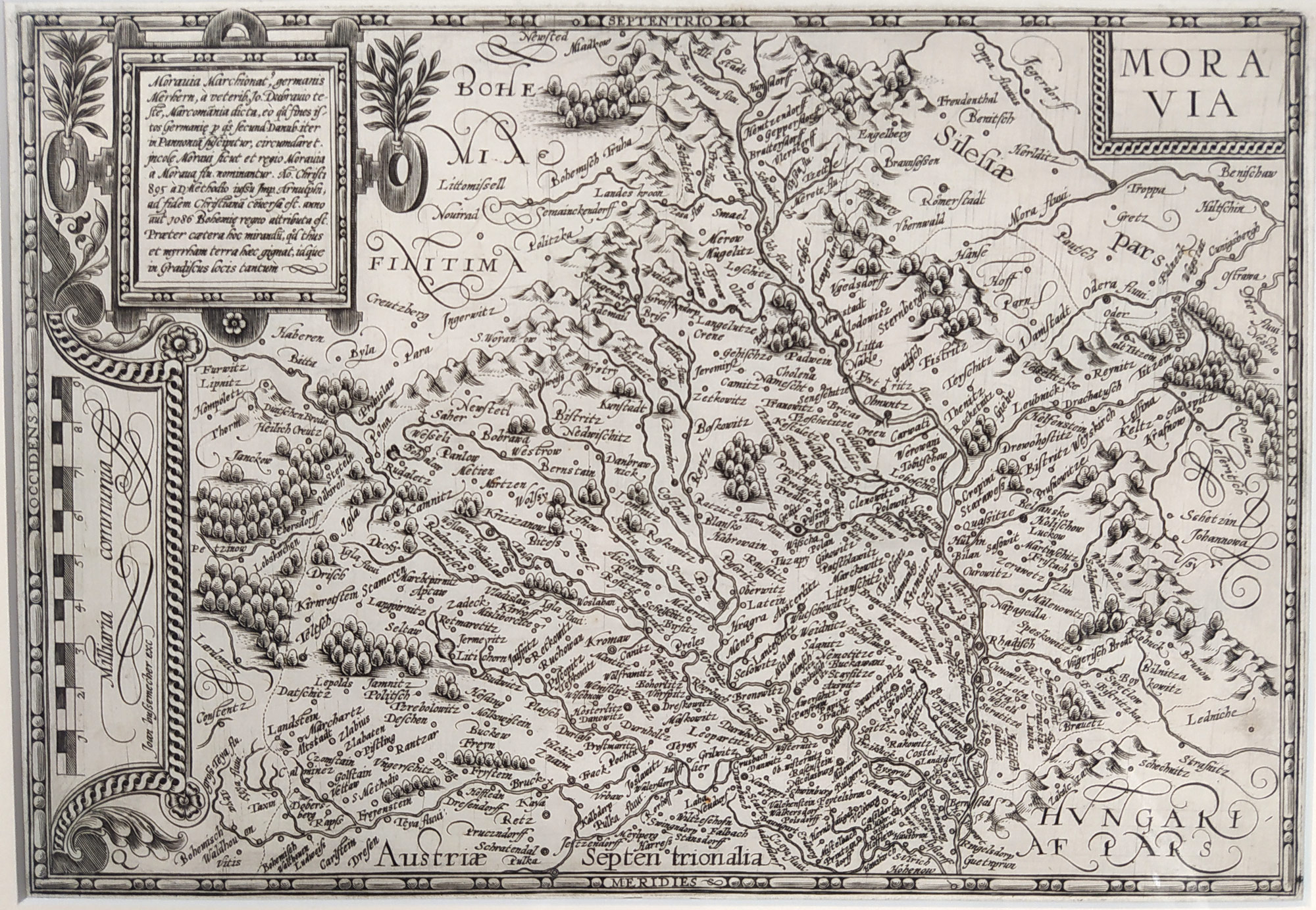 Morava – Matthias Quad, Johann Bussemacher, původní mědiryt, 1596