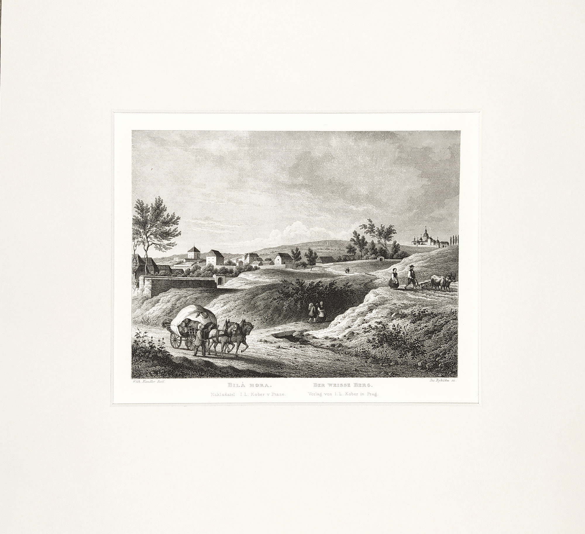 Praha – Bílá Hora, J. Rybička, původní oceloryt, 1865