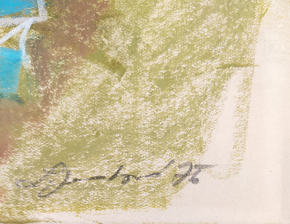 Jandová Ludmila – Motýl v krajině, malba olejovým pastelem, 1976