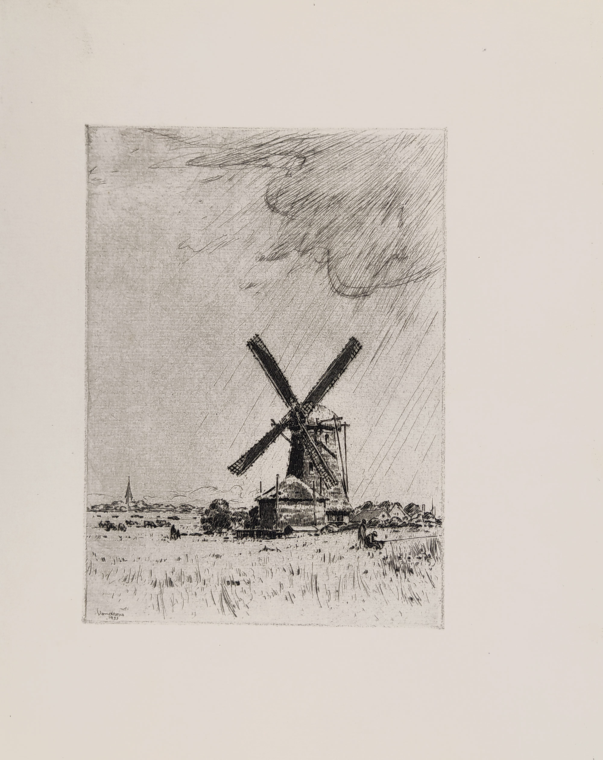 Vondrouš Jan Charles – Obrázek z Holandska, původní lept a suchá jehla, 1933