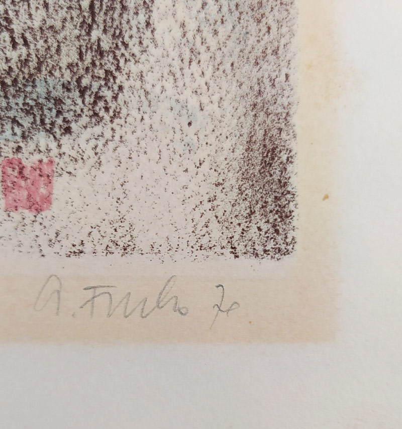 Fuchs Alfréd – Kytice, původní barevná litografie, autorský tisk, 1970