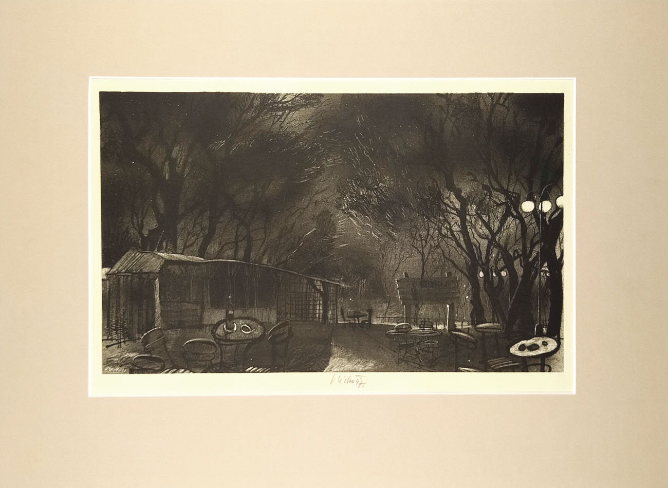 Sivko Václav – Kavárna, původní litografie, 1947