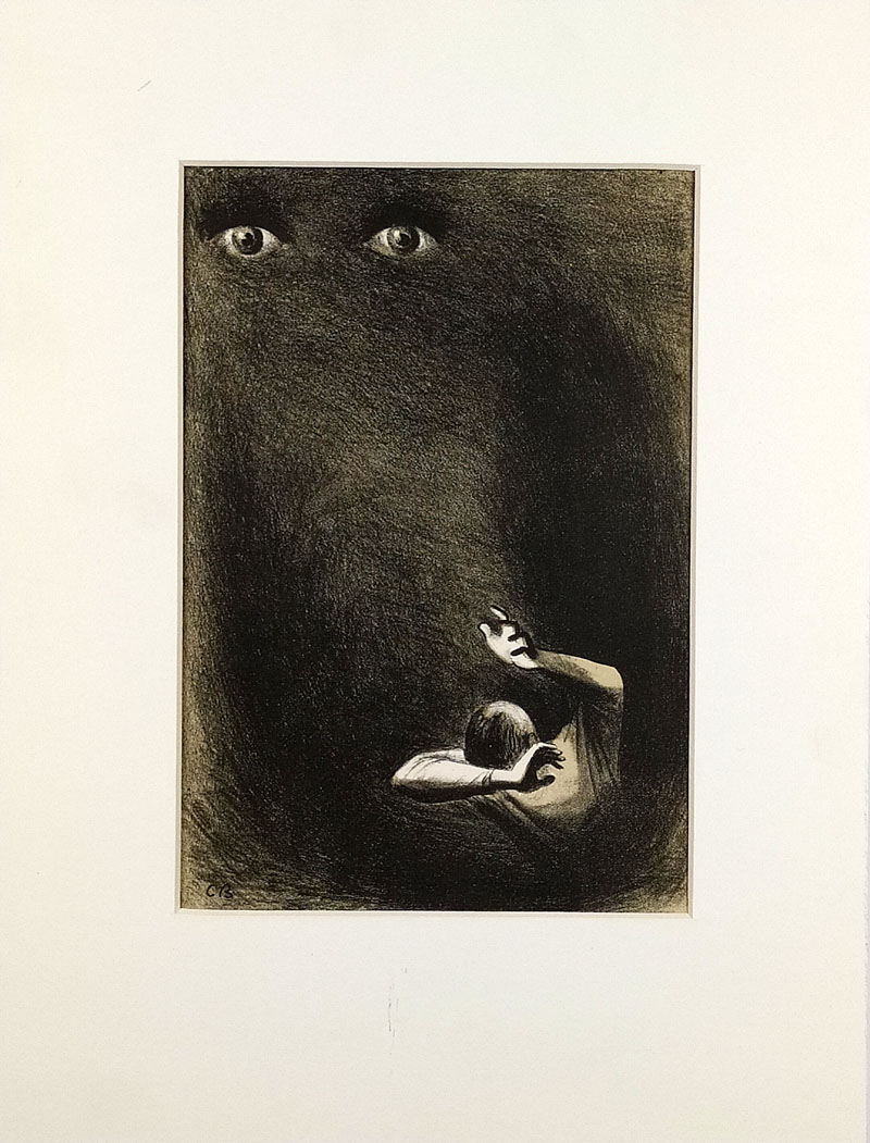 Bouda Cyril – Oči a muž, původní litografie, 1944