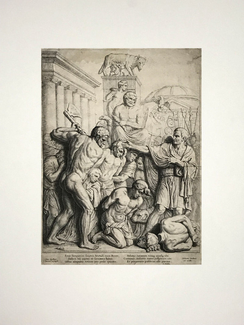 Quellinus Hubertus – Poprava Brutových synů v Římě, původní lept, ca 1660