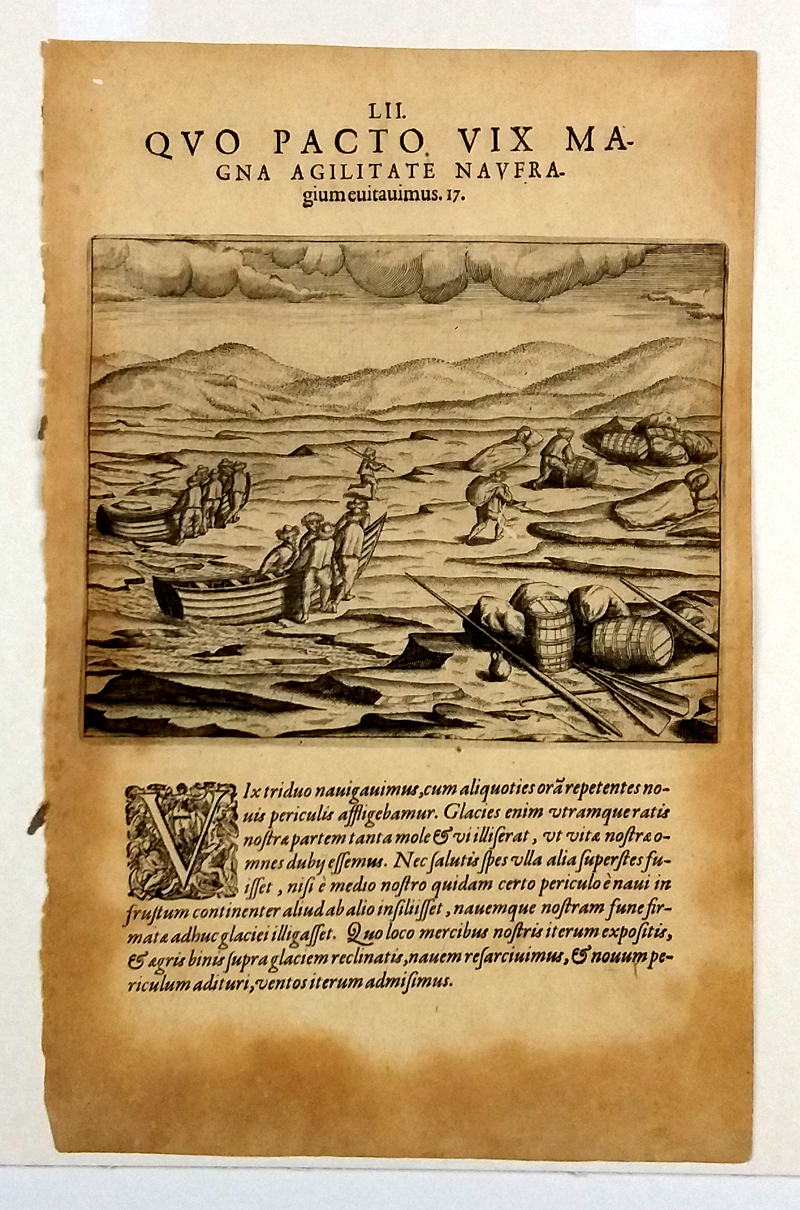 Rusko – arktická plavba Willema Barentse, Johann Theodor de Bry, původní mědiryt, veduta, 1601