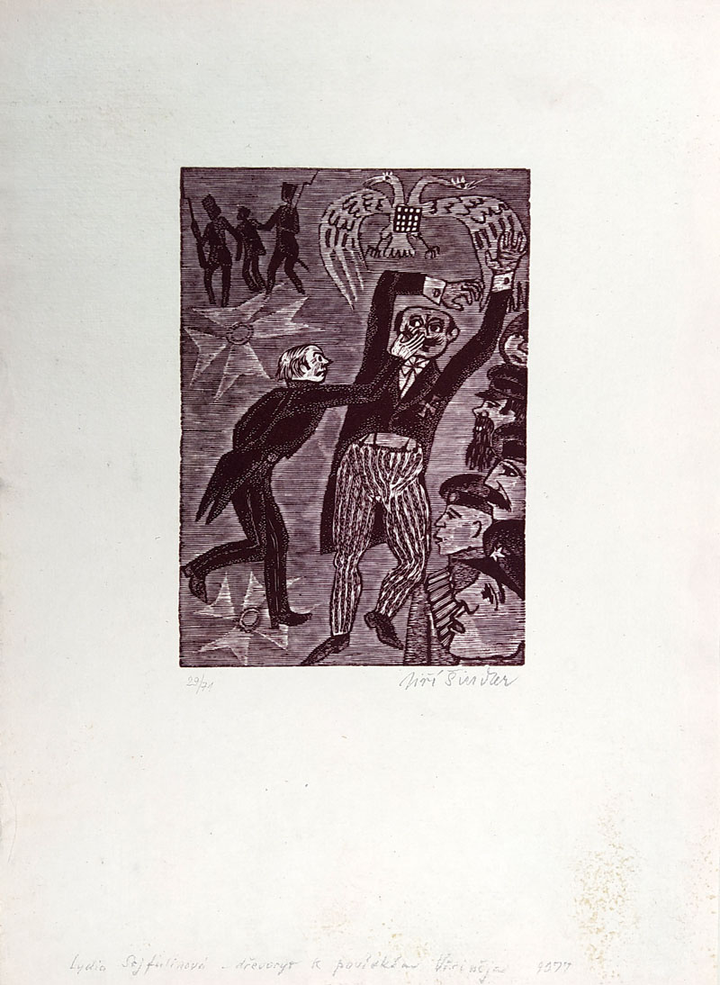 Šindler Jiří – knižní ilustrace, Bez názvu, dřevořez, 1977
