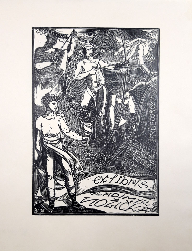Váchal Josef – Ex libris Vladimír Nožička, dřevoryt, 1936