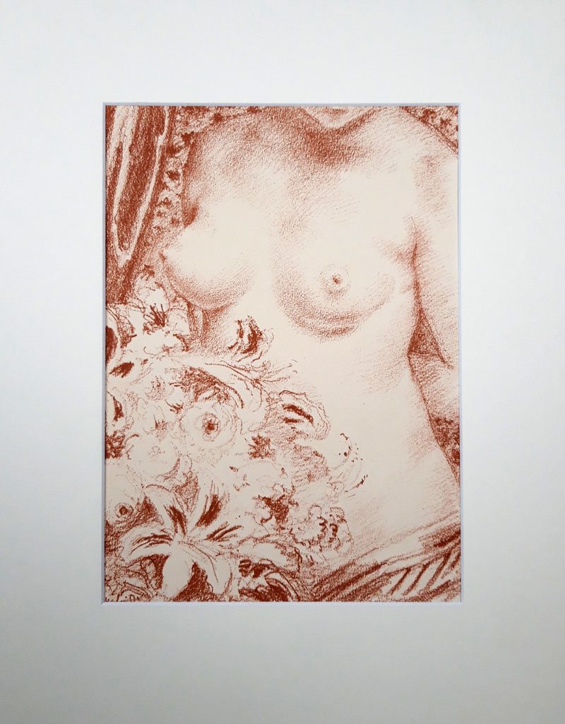 Švabinský Max – Dívčí akt s kyticí, původní litografie, 1931