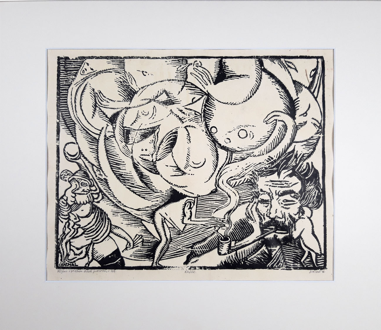 Váchal Josef – Kuřák, původní dřevoryt, 1919 (1946)