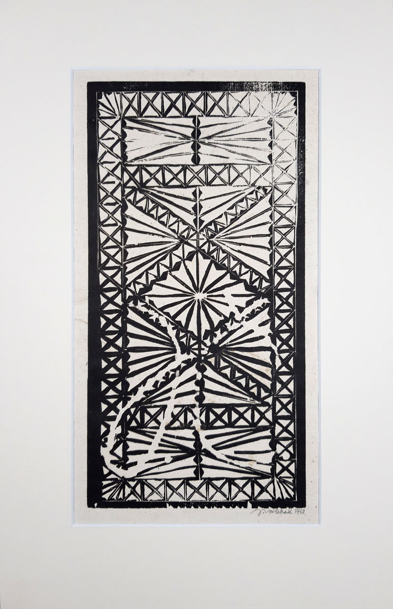 Váchal Josef – Zednářské stupně, původní dřevoryt, 1950