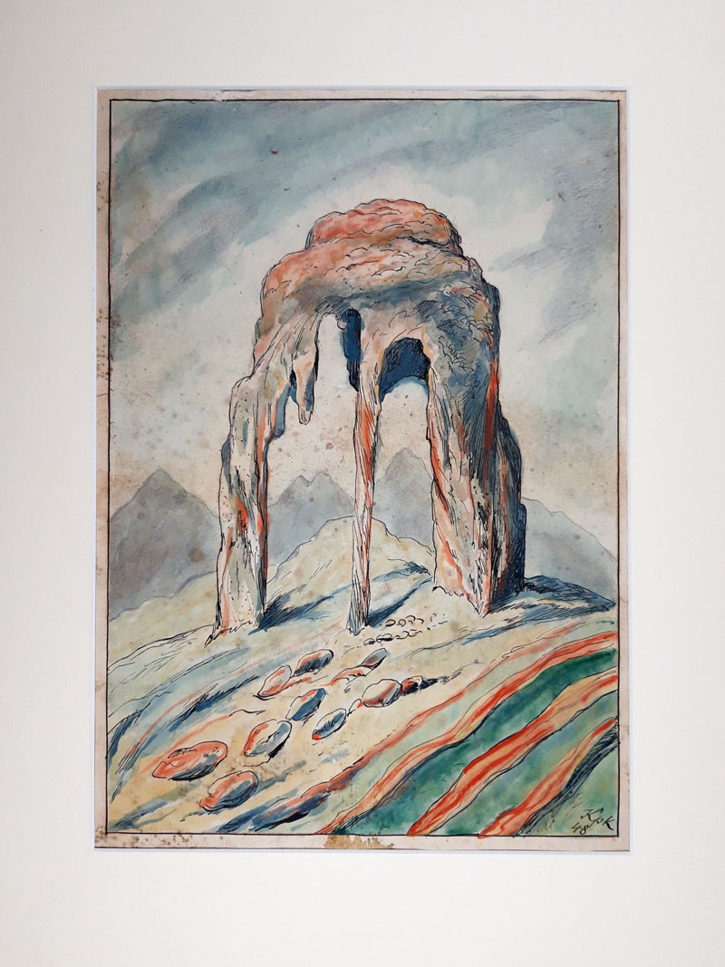 Konůpek Jan – kresba tuší kolorovaná akvarelem, 1948