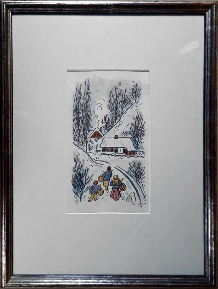 Lada Josef – Koledníci, původní barevná litografie, 1936