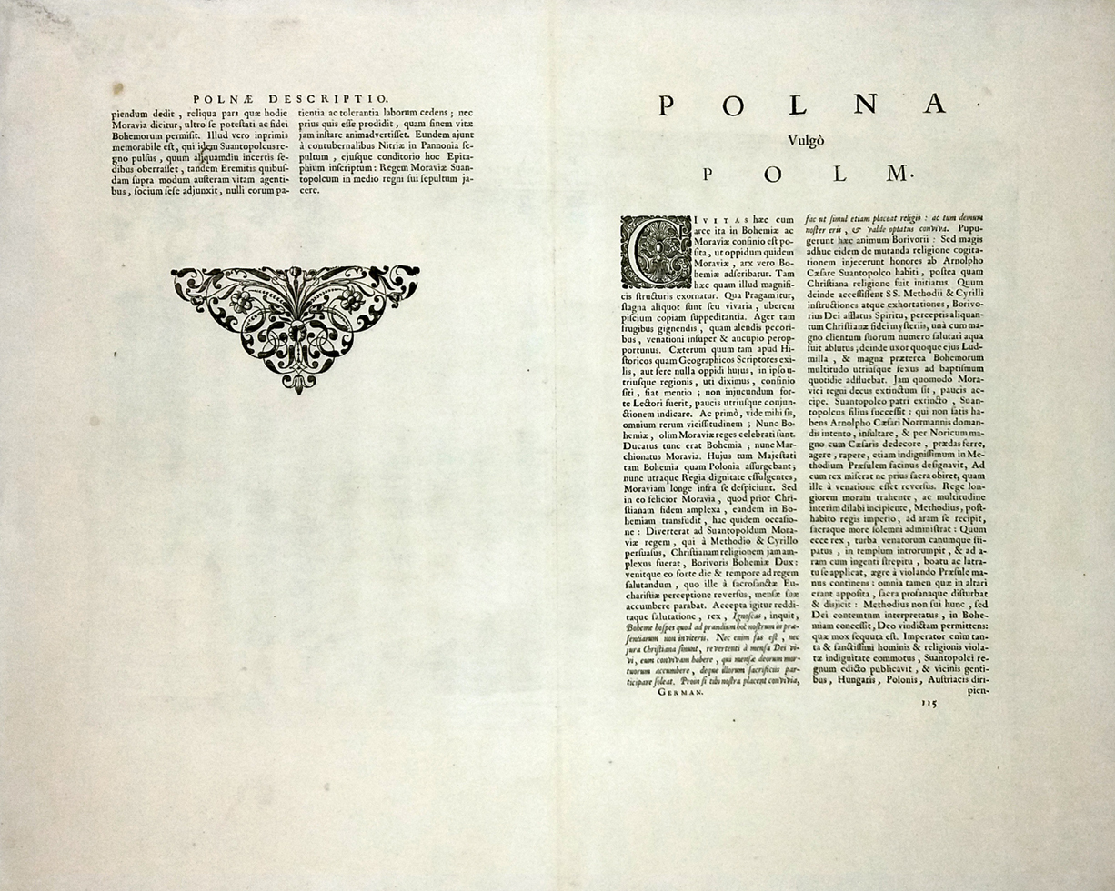 Polná – Georg Braun, Franz Hogenberg, Hufnagel G., původní staře kolorovaný mědiryt, veduta, 1617