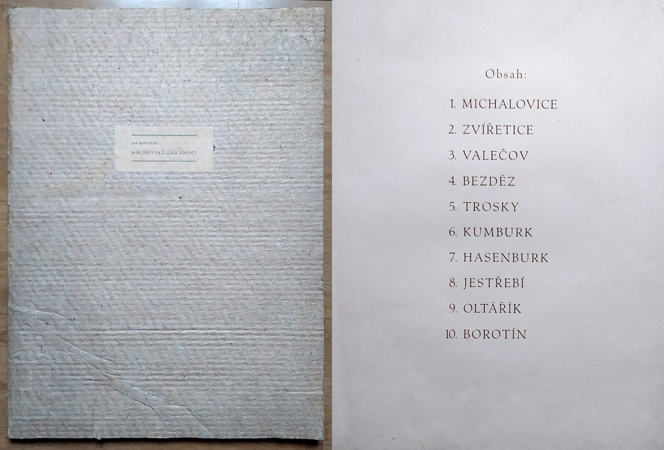 Konůpek Jan – Máchovské zříceniny, album, původní litografie, 1943