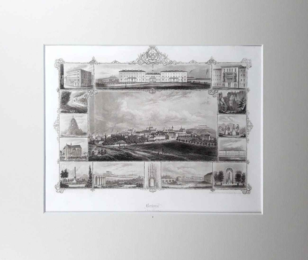 Brno – Upomínkový list, O. LLoyd, původní oceloryt, ca 1830